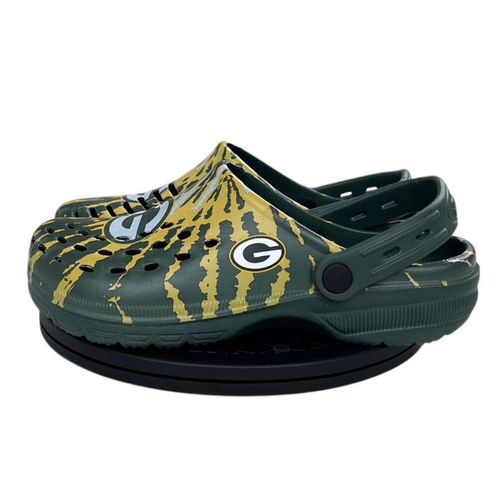 Mens Foco Green Bay Packers NFL Casual Comfort Clog Shoes SZ Small Green Tie-Dye